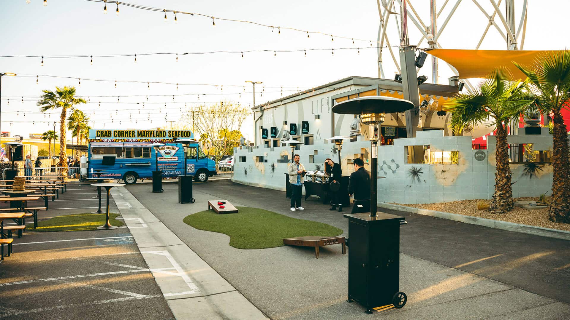 Block party located near Liftoff bar and ride